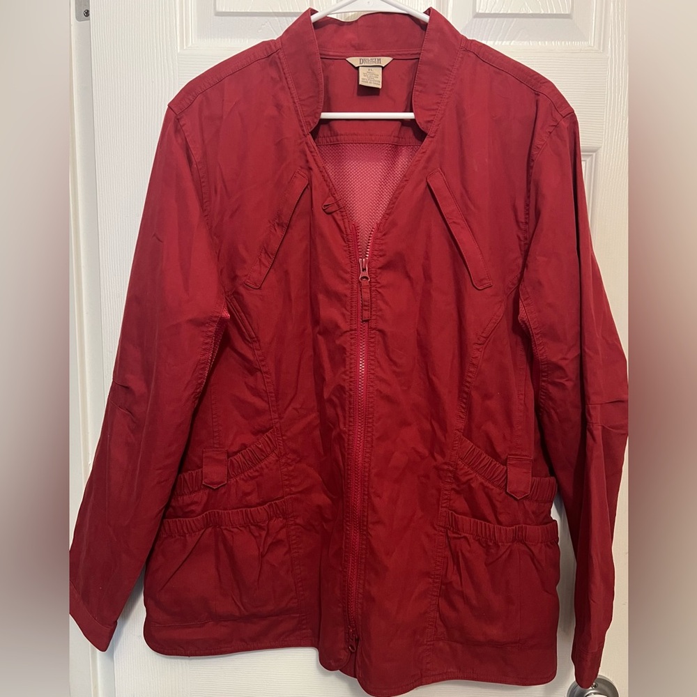 Duluth Trading Co Womens Vented Mesh Back & Sleeve Red Jacket XL Fishing Cool